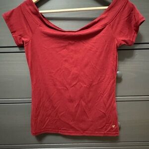 Guess Red Short Sleeve Off-Shoulder Top